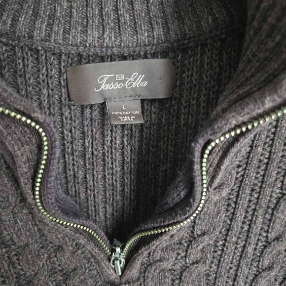 Tasso Elba Cable Knit Sweater Mens Large Brown - Picture 3 of 4